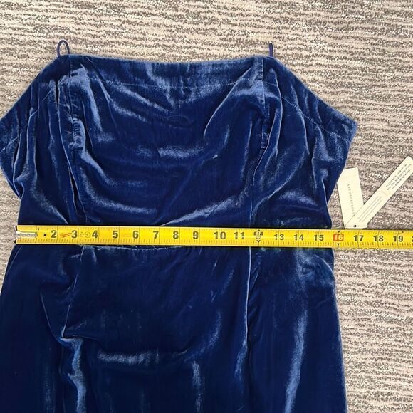 NWT Anthropologie Velvet Slip Midi Dress Blue Size 12 - Picture 9 of 15